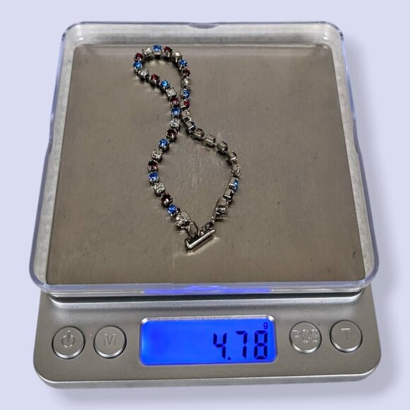 Vintage Red White & Blue Rhinestone Bracelet - Picture 4 of 4